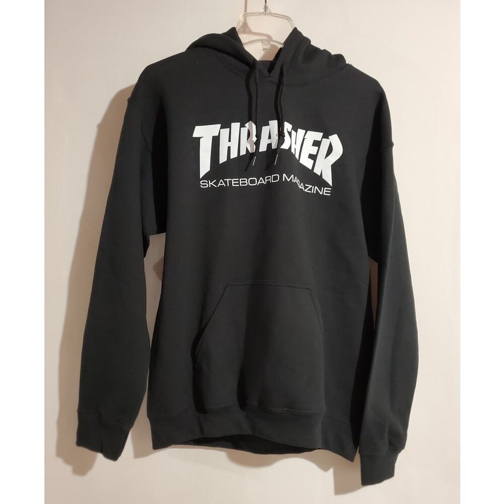 Thrasher Skateboard Magazine NWOT Hoodie Sweatshirt Adult M Sk8 Black w/Sticker - Picture 2 of 7
